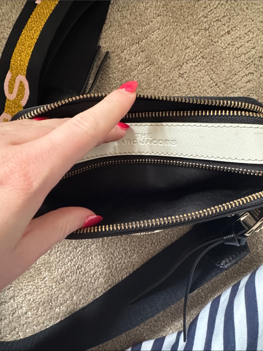 Marc Jacobs Black Camera Crossbody with Black and Pink Logo Strap - Picture 5 of 6